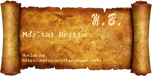 Mátai Britta névjegykártya